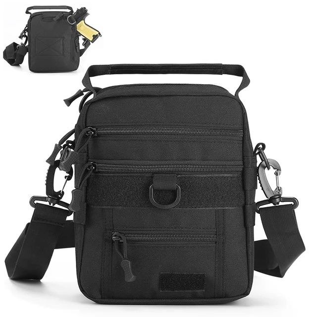 Black Nylon Tactical Crossbody Multiple Compartments Conceal Carry Gun  Sling Bag