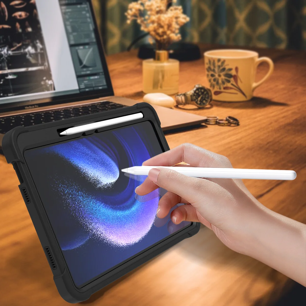 Capa Protetora com Suporte para Lápis Capa para pc e Silicone Capas Kickstand à Prova de Choque Xiaomi Pad Pad Pro 11 Camadas - Imagem 4