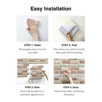 3D Wall Sticker Self-adhesive Faux Brick Wall Panel Peel and Stick Tile Backsplash for Kitchen Bedroom Waterproof Tile Sticker 4