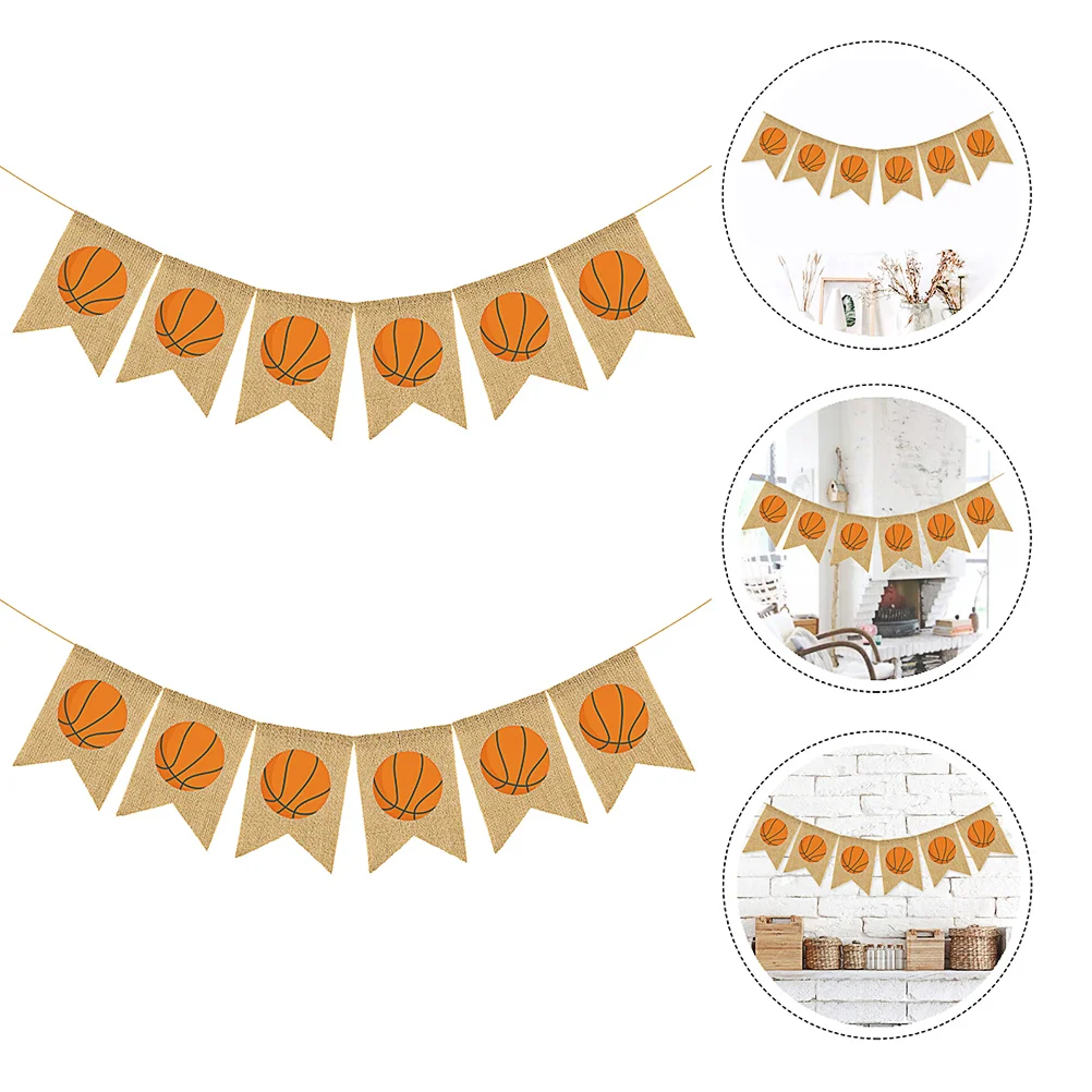 

Home Decoration Pull Flag Party Flags Banner Blue Ball Decorative Linen Wall Hanging