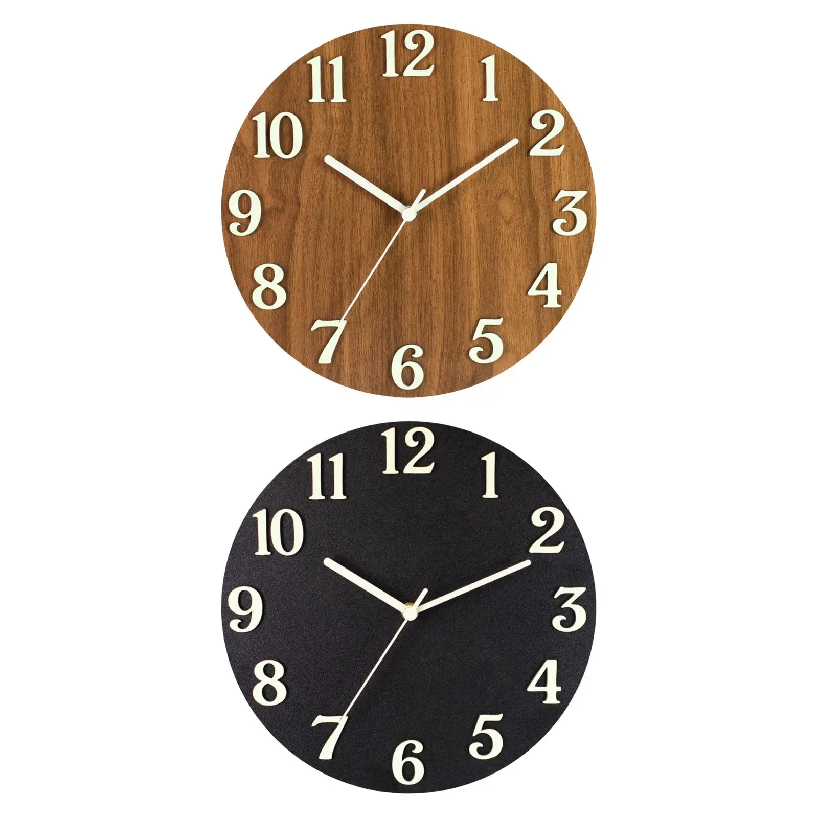 12 Inch Illuminated Wall Clock Wooden Wall Clock Silent Light in The Dark with
