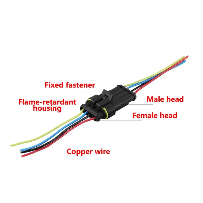 Car Motorcycle 5Sets AMP Waterproof Electrical Auto Connector Male Female Plug with Wire Cable harness 1P 2P 3P 4P 5P 6P Way