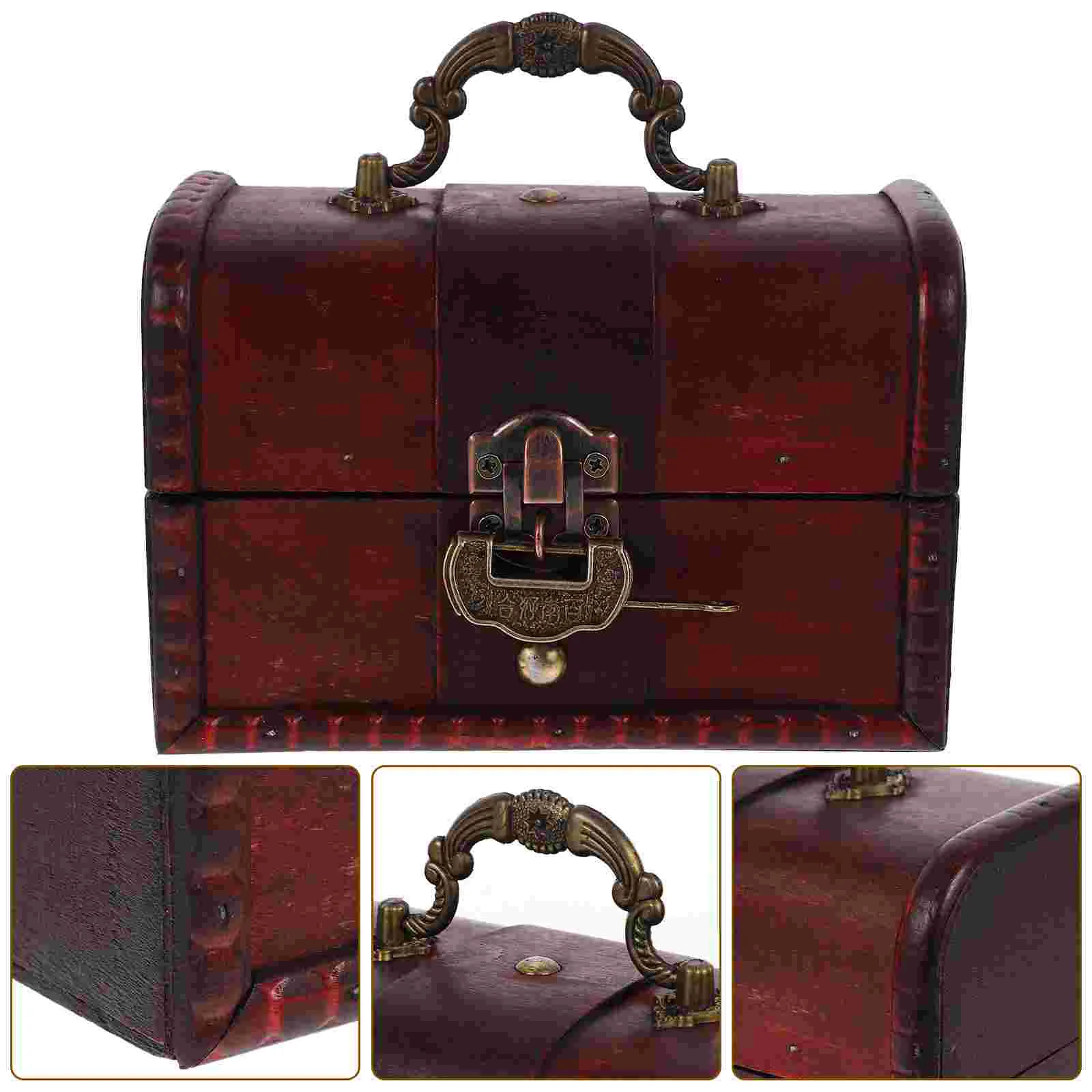 

Vintage Storage Box Retro Ring Container Boxes Wooden Jewelry Case Dressing Table