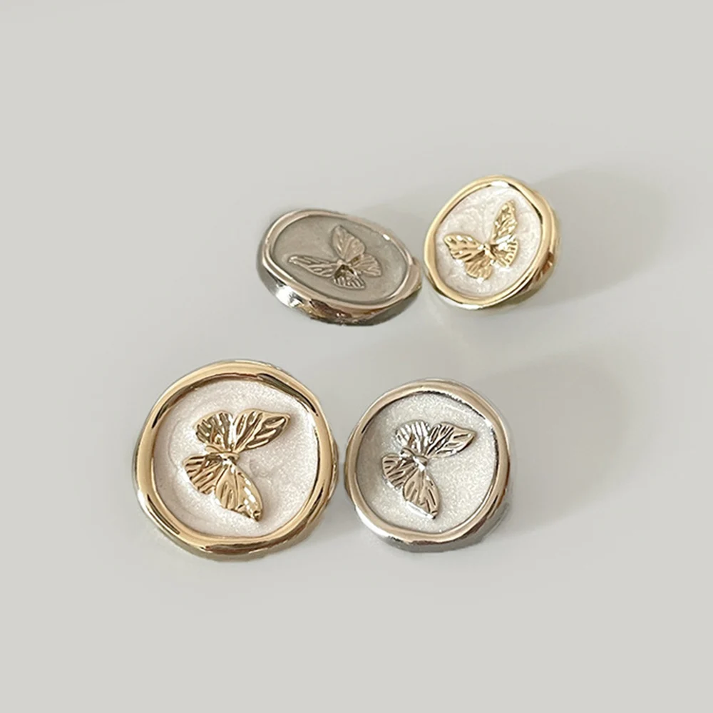 1Pcs 18mm 23mm 라운드 금속 단추 나비 단추 생크 바느질 액세서리 의류 자 켓 수공예품에 대 한 장식 단추