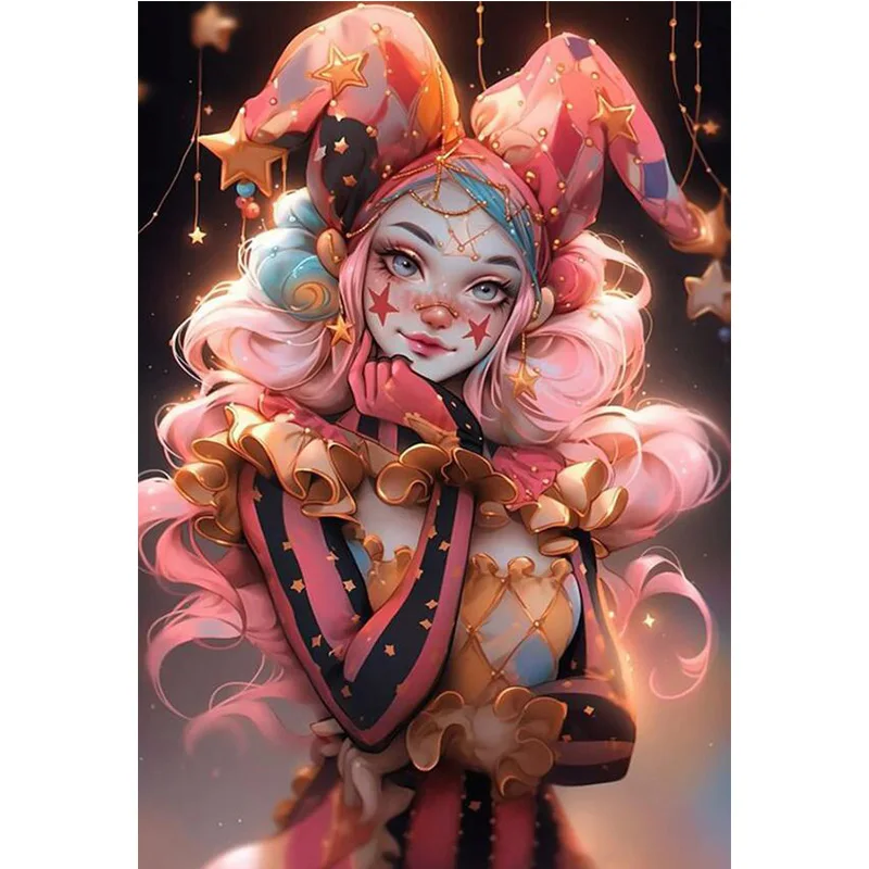 Ab Diamond Diamond Painting 5D Diy Diamond Painting Clown Girl Wall Decoration Art Painting