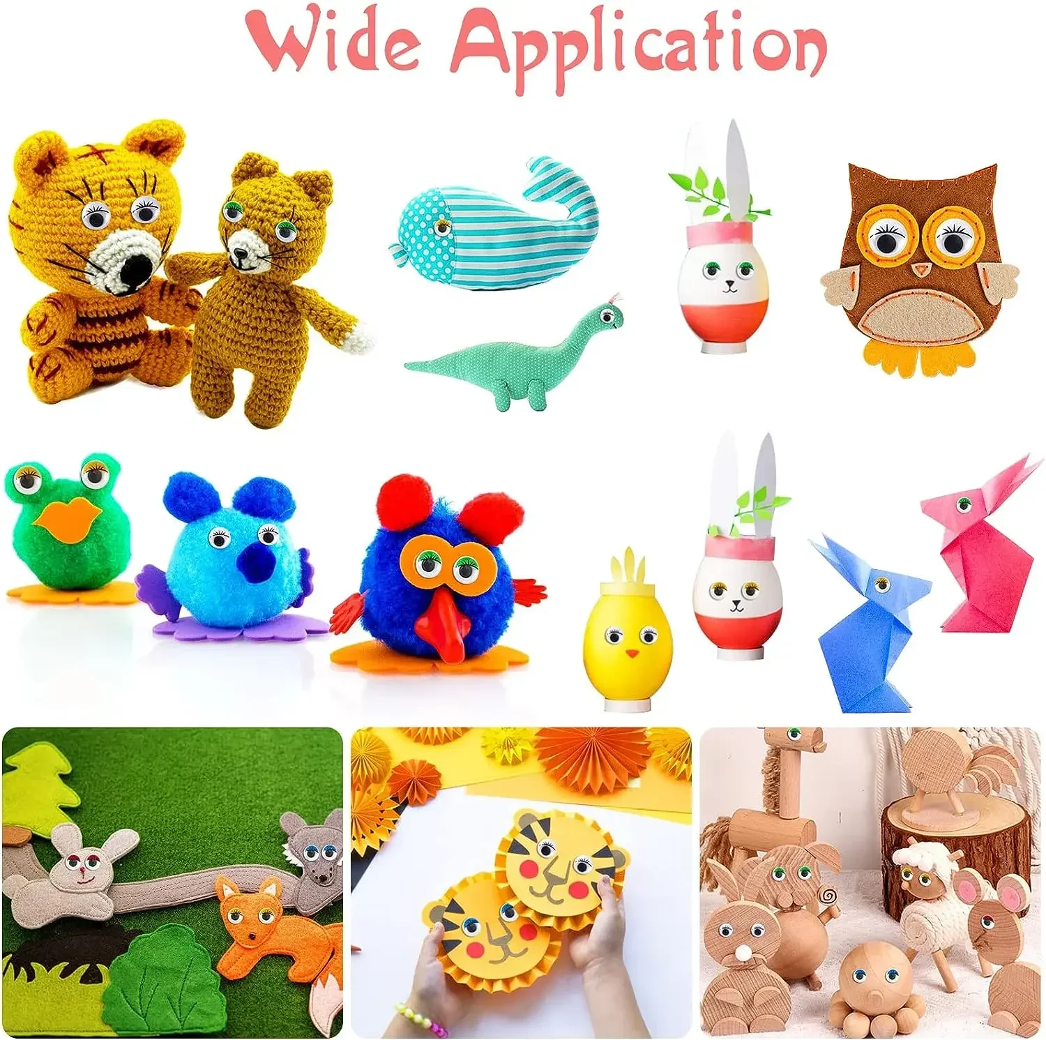 135Pcs 6-15mm 플라스틱 흔들기 눈 미니 자기 접착제 라운드 이동 Googly 눈 Jiggle 공예 눈 스티커 DIY 공예 장식