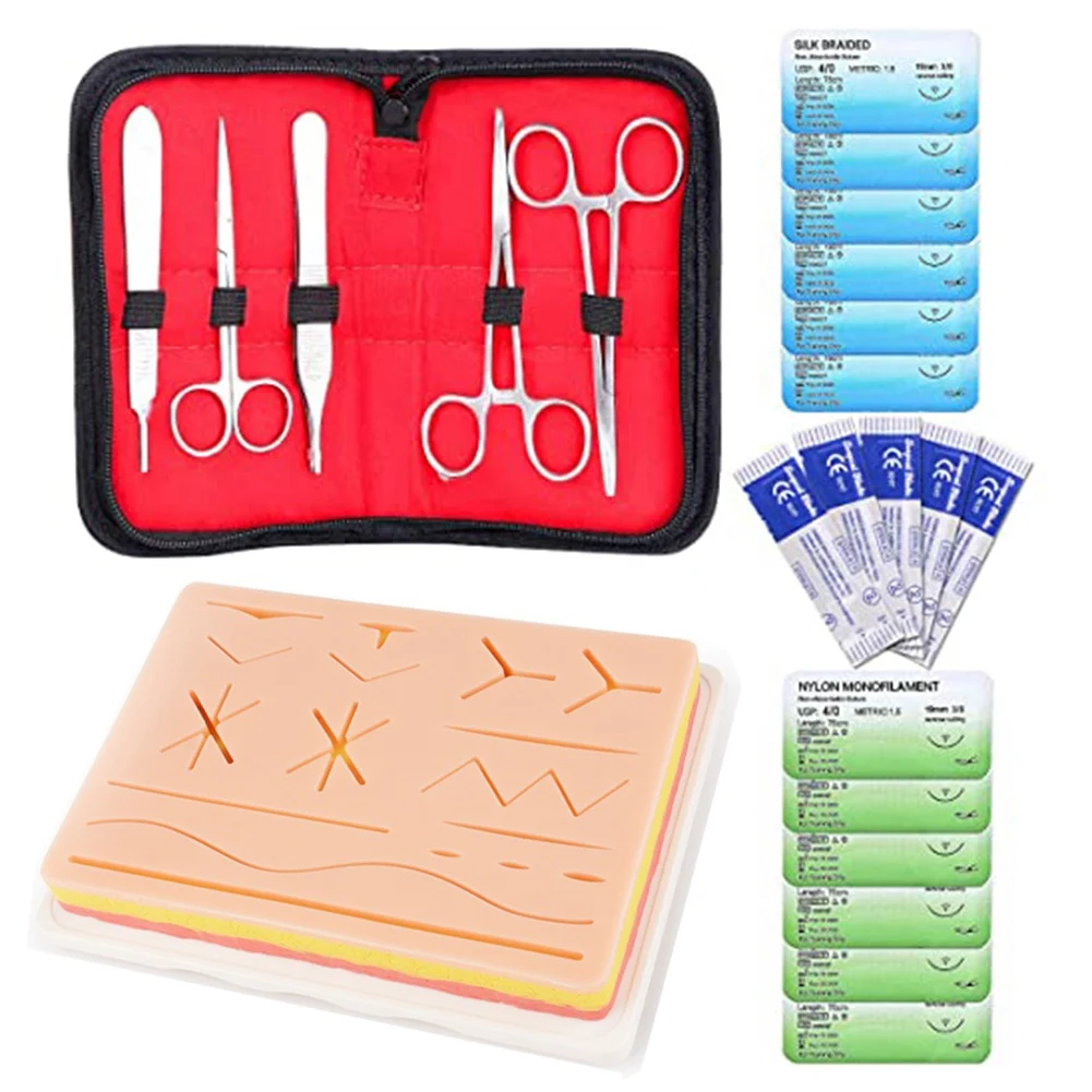 

Students Durable Silicone Suture Pads with Pre-Cut Wounds and Suture Tool Kits Practice Sets for Suture Training