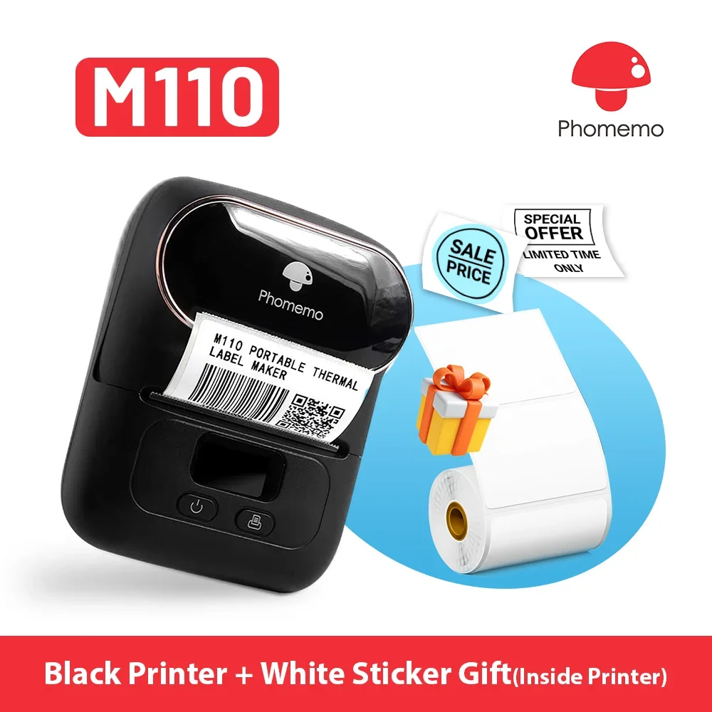 Phomemo M110 Mini Portable Printer Thermal Label Printer Stickers