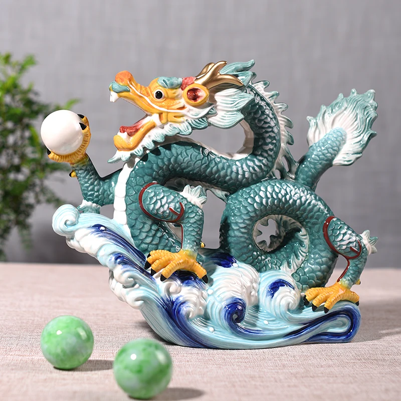 Fengshui – Statue de Dragon chinois, Figurines porte-bonheur, en feuille  d'or, artisanat, Sculpture d'animaux, décor de maison et de bureau -  AliExpress