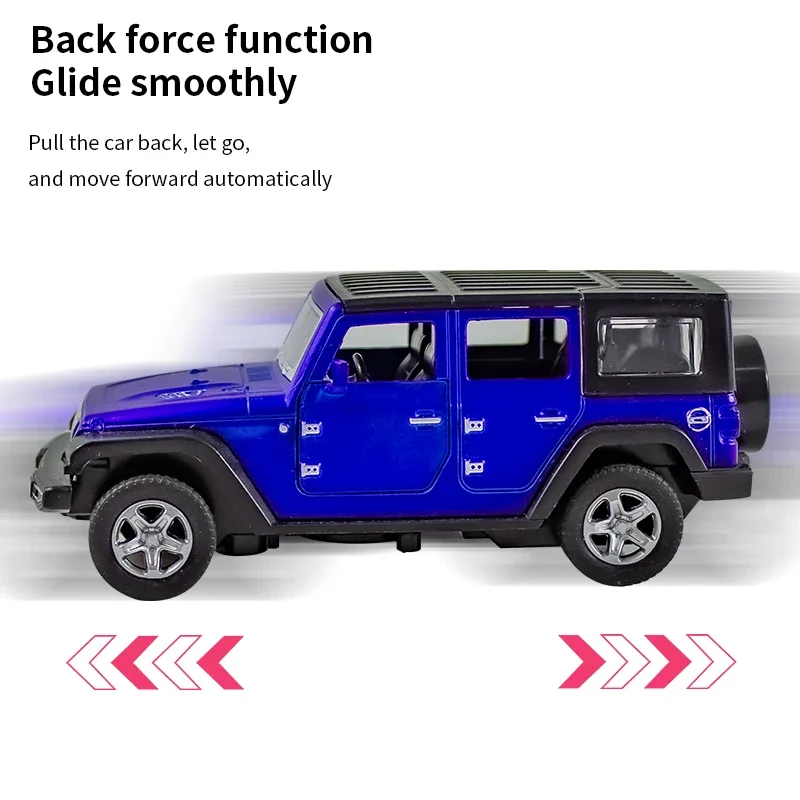 1:36 Alloy JEEPS Wrangler Car Model Simulation Off-road Vehicle Pull Back Car Decoration Ornaments Collection Toys For Children 4