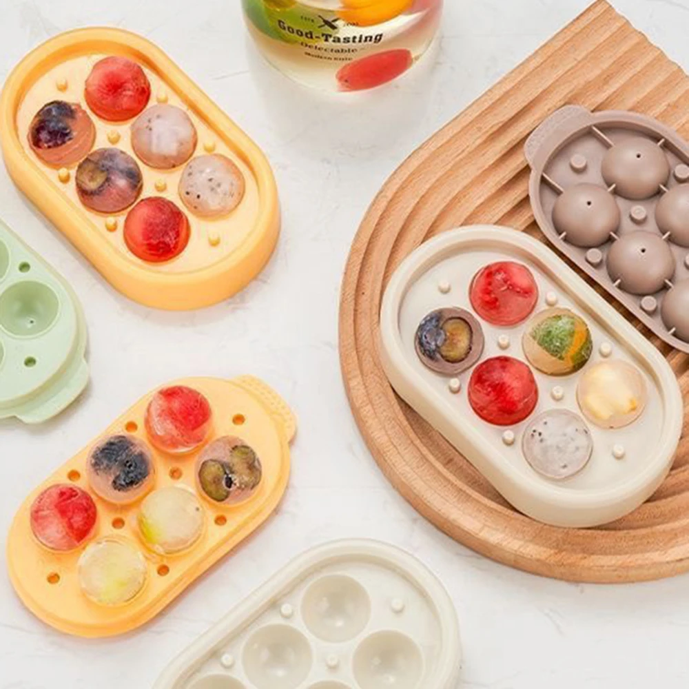 1PC Six Ice Cube Mold Silica Gel Ice Lattice Home Frozen Ball Box No Leakage Round Cube Mold ice cube mold ice cream mold