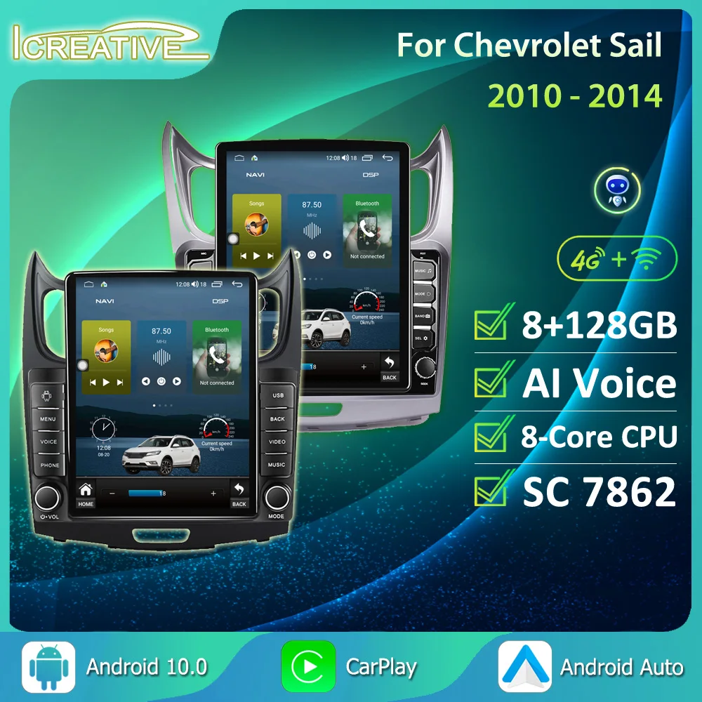 Icreative Radio Multimedia con GPS para coche, reproductor con Android