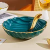 European Classical Ceramic Phnom Penh Leaf Fruit Tray Home Living Room Dim Sum Candy Snack Tray Modern High-value Dessert Bowl 4