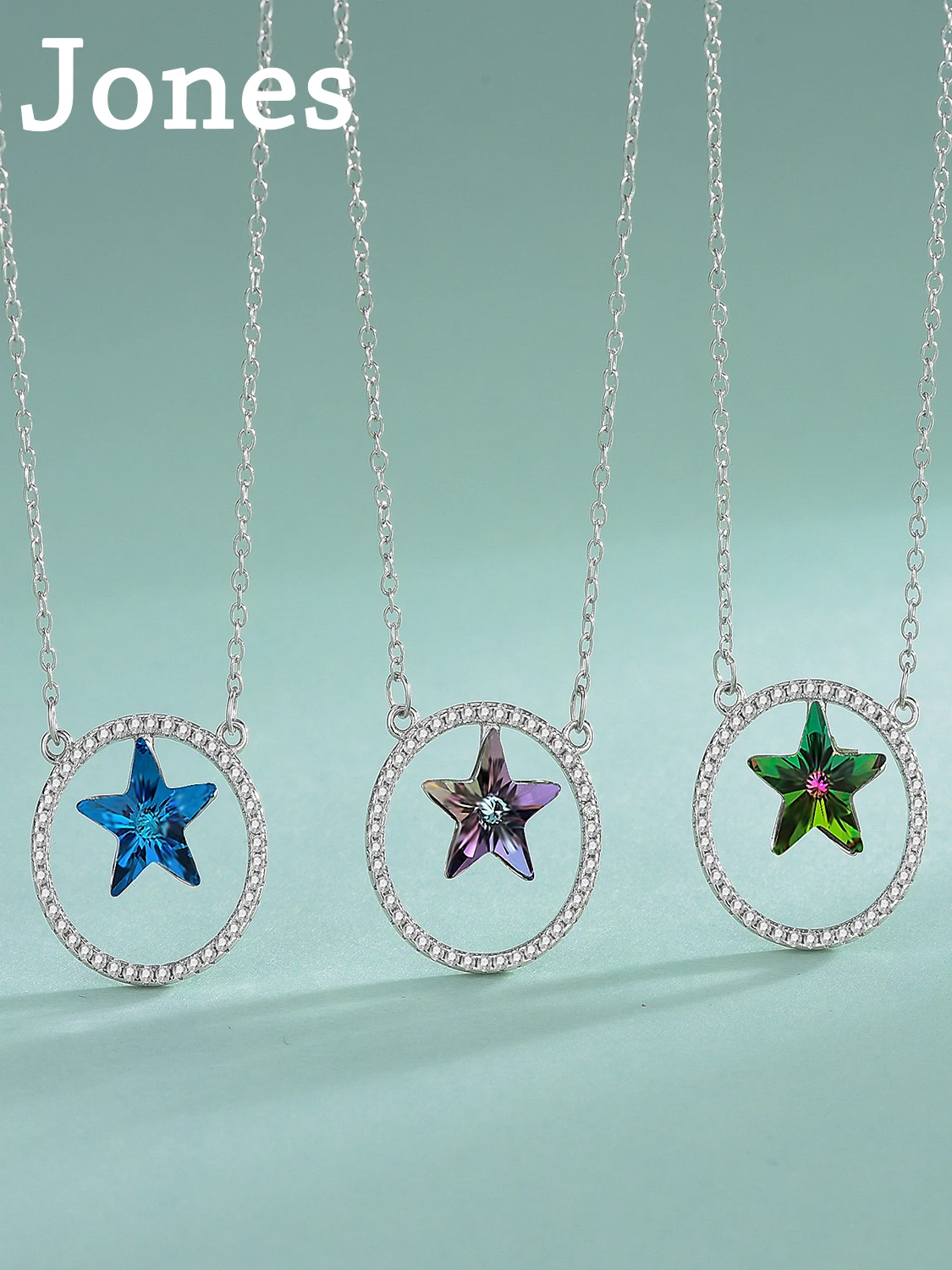

S925 Sterling Silver Pentagram Necklace Korean Female Models Stars Austrian Crystal Collarbone Chain Temperament Fashion Jewelry