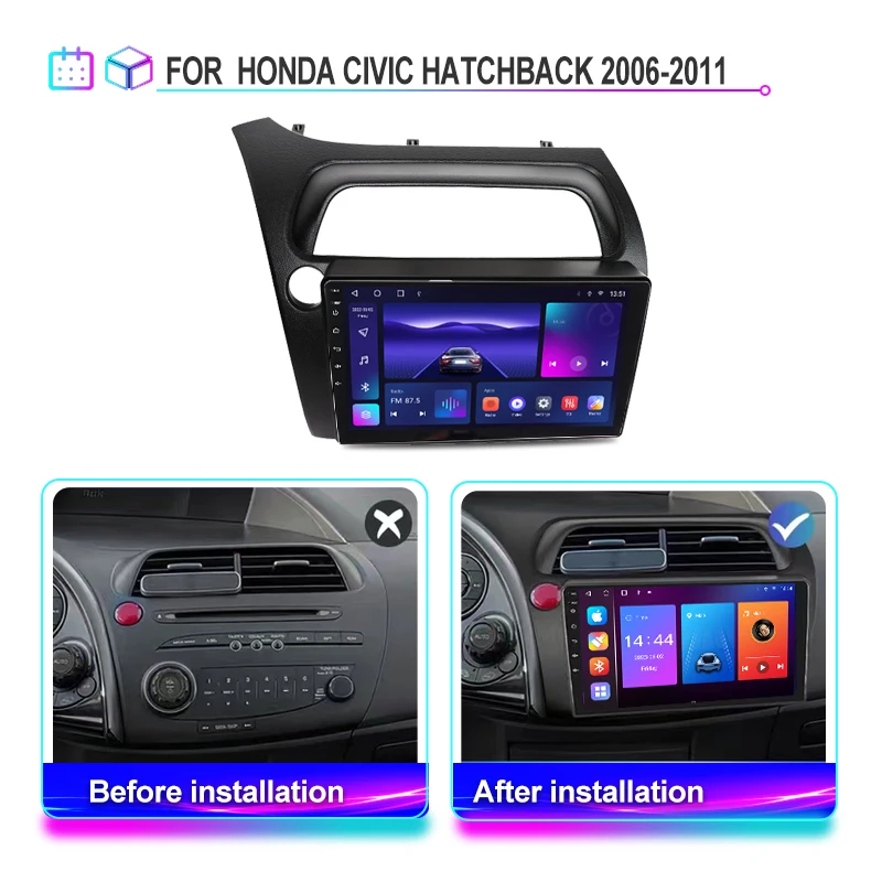 For Honda Civic Hatchback 2005-2011 Car Radio Multimedia Video Player GPS  4G Carplay Android 11.0 Autoradio IPS QLED Head Unit