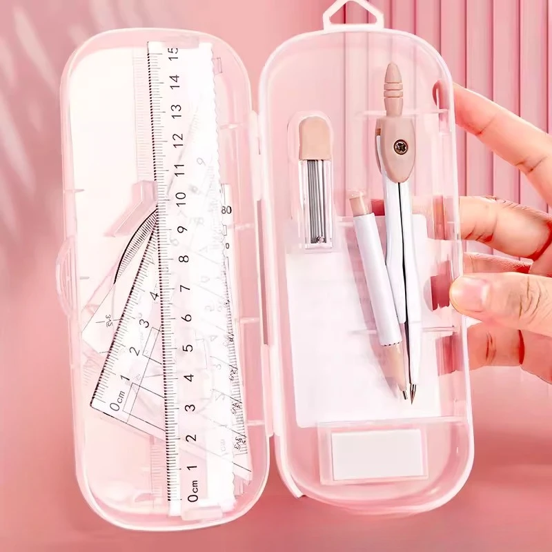 전문가용 자 세트 특수 자 테스트 드로잉 투명 직선자 삼각판 각도기 컴퍼스 학생용