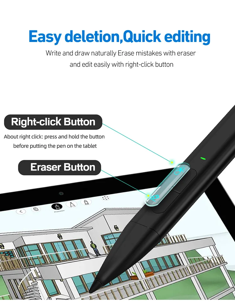 Caneta Stylus para Superfície Pro 4096 com Rejeição de Palma para Laptop Studio Duo Asus hp Dell - Imagem 4