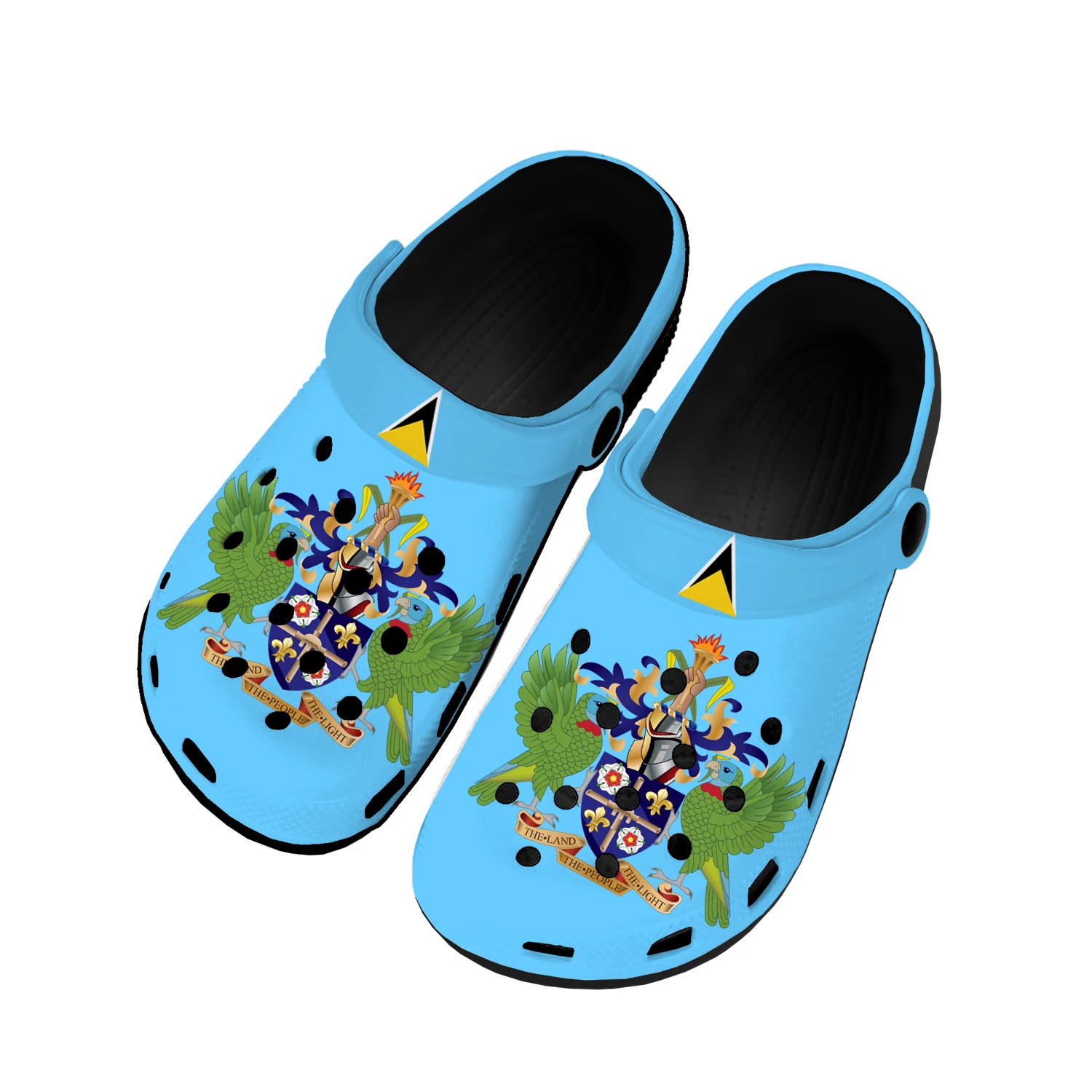 

Saint Lucia Flag Home Clogs Custom Water Shoes Mens Womens Teenager Saint Lucia Shoe Garden Clog Breathable Beach Hole Slippers