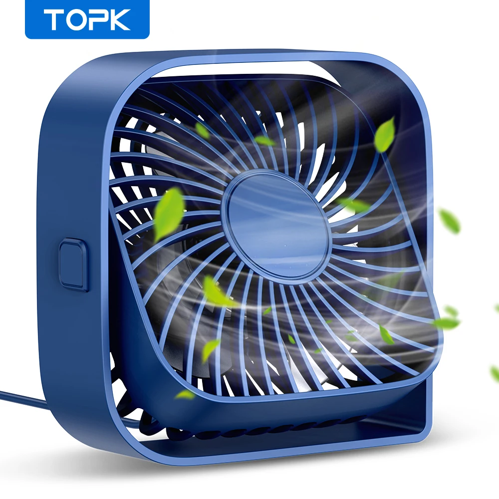 TOPK Mini Portable Fan USB Desk Fan Table Strong Airflow &Quiet Operation 3 Speed Wind 360°Rotatable Standing fans for room Home 1
