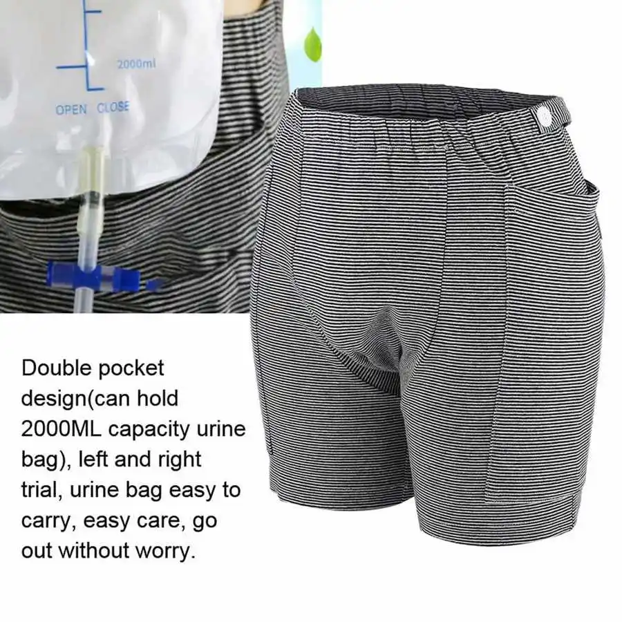 Wearable Urine Bag Soft Incontinence Pants Double Pocket Design Elderly Portable