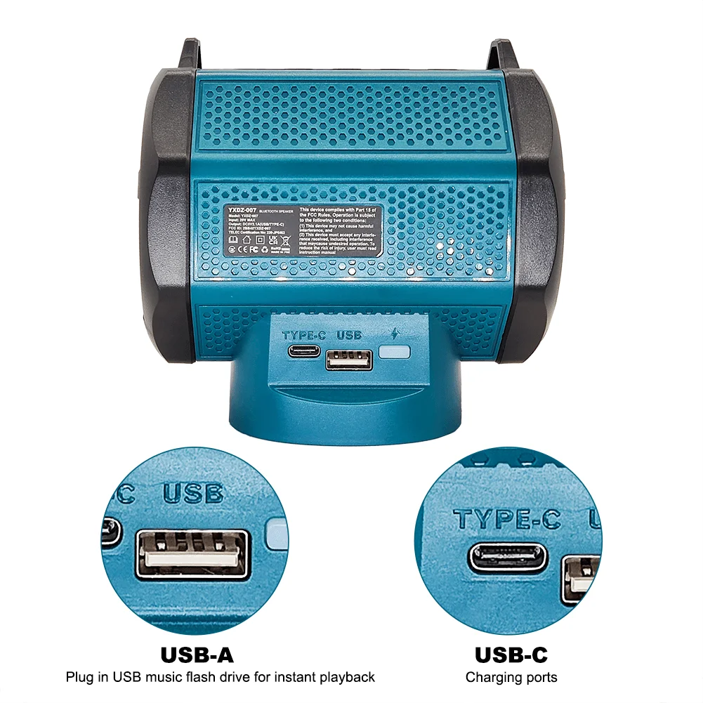 PATUOPRO Cordless Bluetooth Speaker Box Portable Wireless Surround Player Loudspeaker Compatible Makita 18V Battery(No Battery)