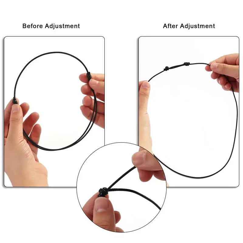 10/50pcs Adjustable 40-80cm Long Black Braid Wax Cord DIY Pendant Necklace Knot Sliding Cord For Jewelry Making Findings