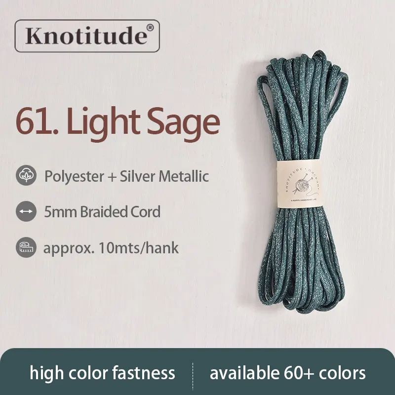 Silver Glossy Polyester Braid Rope with Shiny Lurex Metallic Finish - Ideal for DIY Jewelry Projects, 5mm x 10m