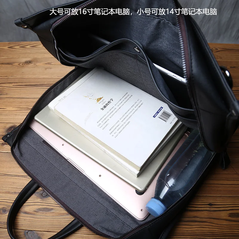 NZPJ Genuine Leather Men Briefcase Natural Cowhide Casual Handbag Soft Leather Business Shoulder Bag For 16 Inch Laptop