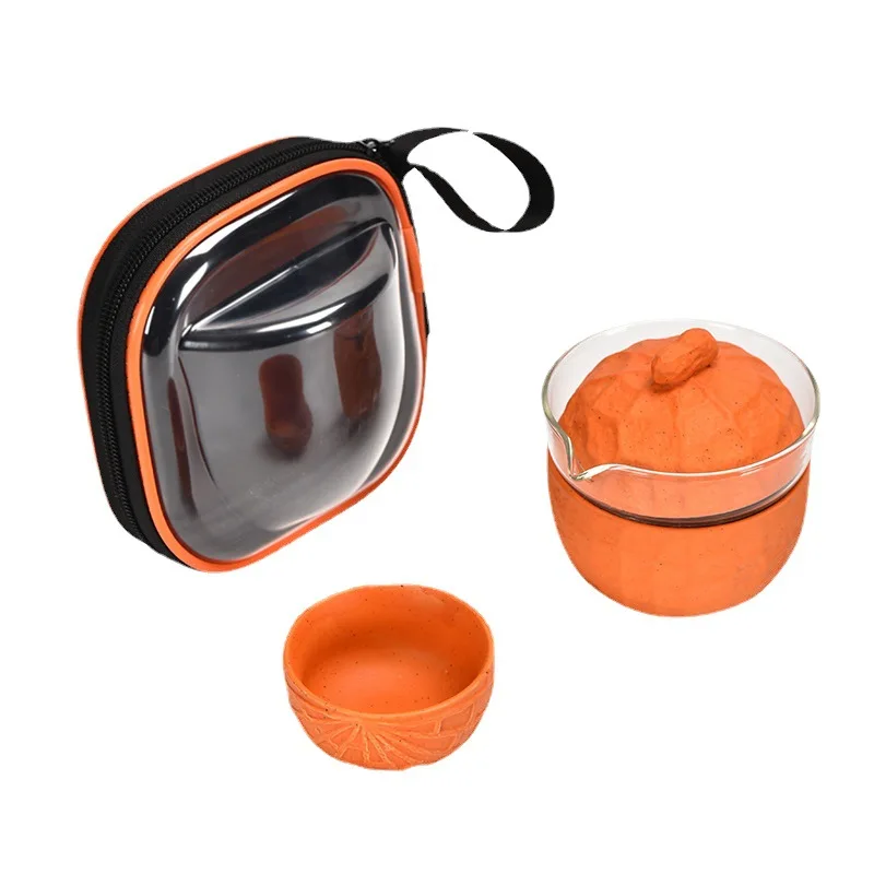 Portable Ceramic Teapot Set for Outdoor Travel, Quick Cup, 1 Pot, 2 Cups