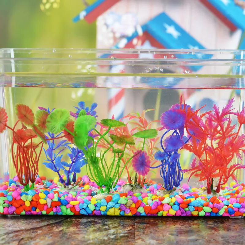 Aquarium Ornaments 1pc Artificial Grass Aquarium Decoration Water Ornament Plastic Plant Fish Tank Accessories Multi Colors