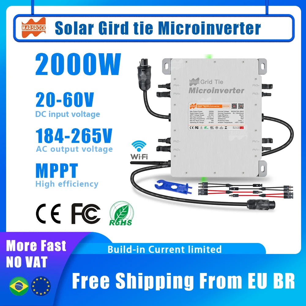 2000W Deye Solar Inverter On Grid Tie Microinverter Dc 24V 48V A Ac 220V 230V 4Mppt Internal Wifi Solar Converter Appliance