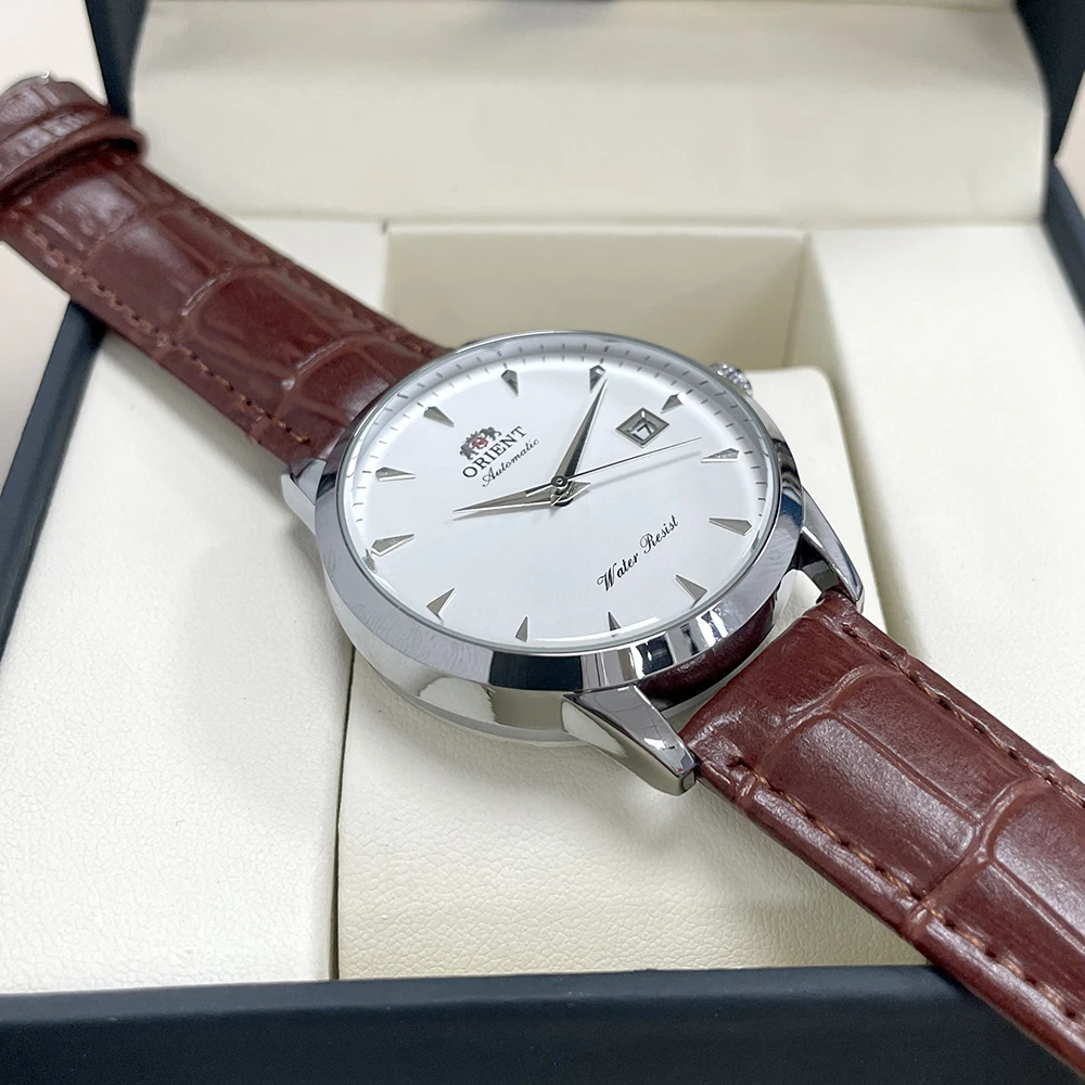 Orient Automatic Men's Watch Black Dial Stainless Steel Band Water Resistant Classic Business Wristwatch Date Display
