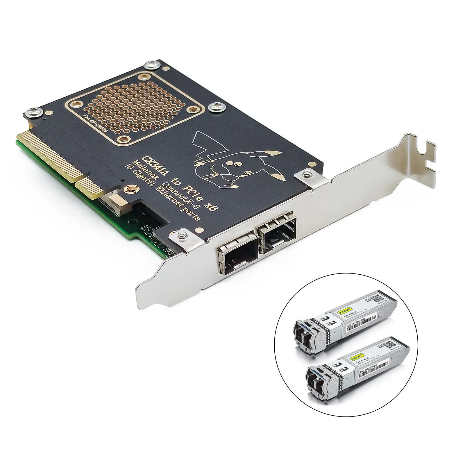 Pcie X8 Adapter With Ocp Network Card Cx342a And 2 Pcs Sfp 10g Lr
