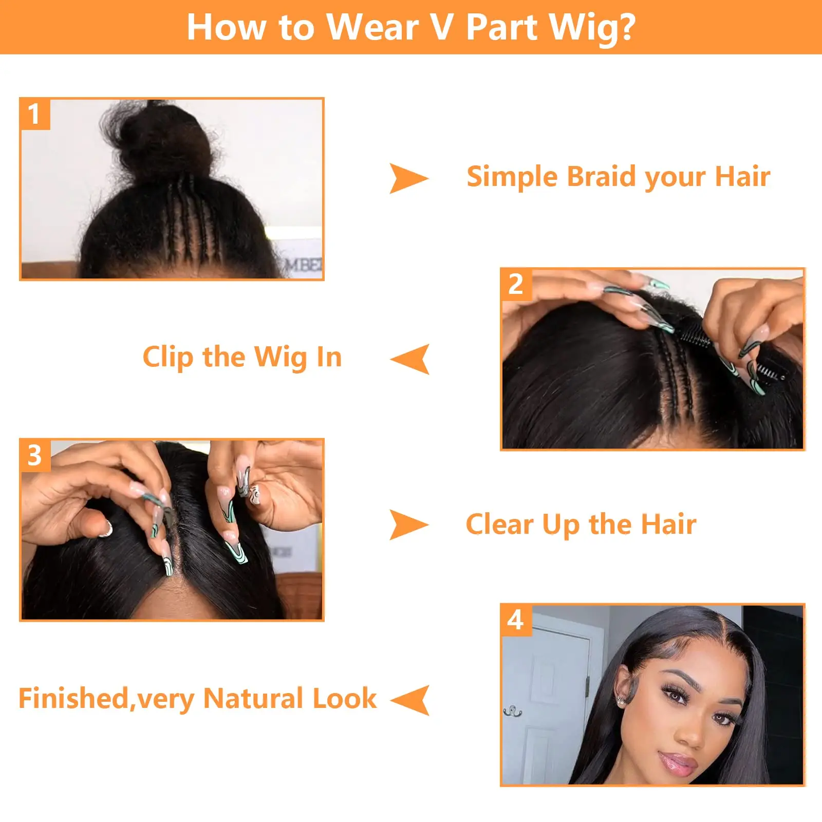 Brazilian V Part Wig Human Hair Nature Black Straight Human Hair Wigs 18-32inch 180% Density Straight Human Hair Wigs for Women