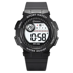 Waterproof Digital Kids' Sport Watch - Blue Electronic Alarm Clock (Black Watch)