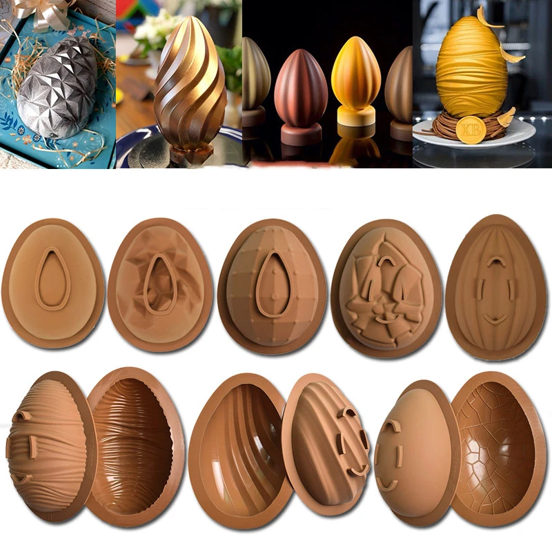 3D Large Size Easter Egg Chocolate Mold DIY Silicone Mousse Moulds Creative Chocolate Bonbon