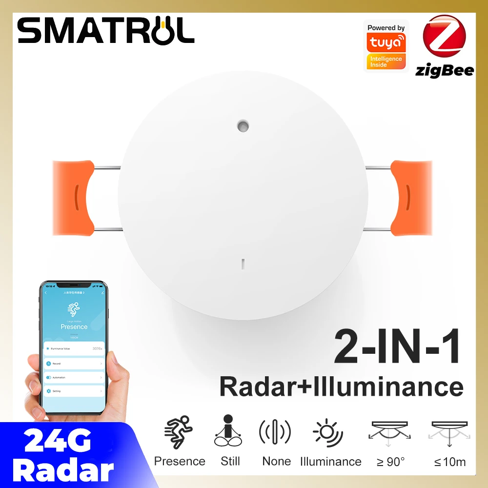 Tuya Zigbee Motion Sensor 24G HZ Mmwave Human Presence Body Movement Detector Illuminance Sensor For Light Switch Home Assistant