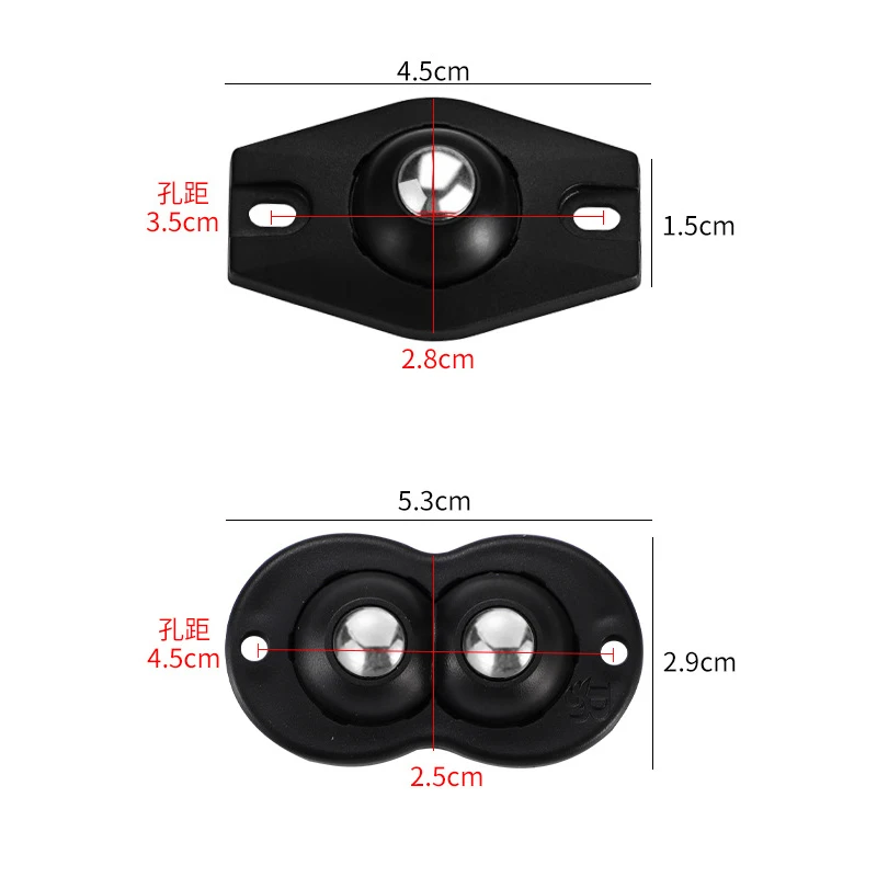 Furniture Casters 4Pcs Heavy Duty Ball Pulley Self Adhesive Stainless Steel 360&deg; Rotation Universal Wheel Load 20/200Kg
