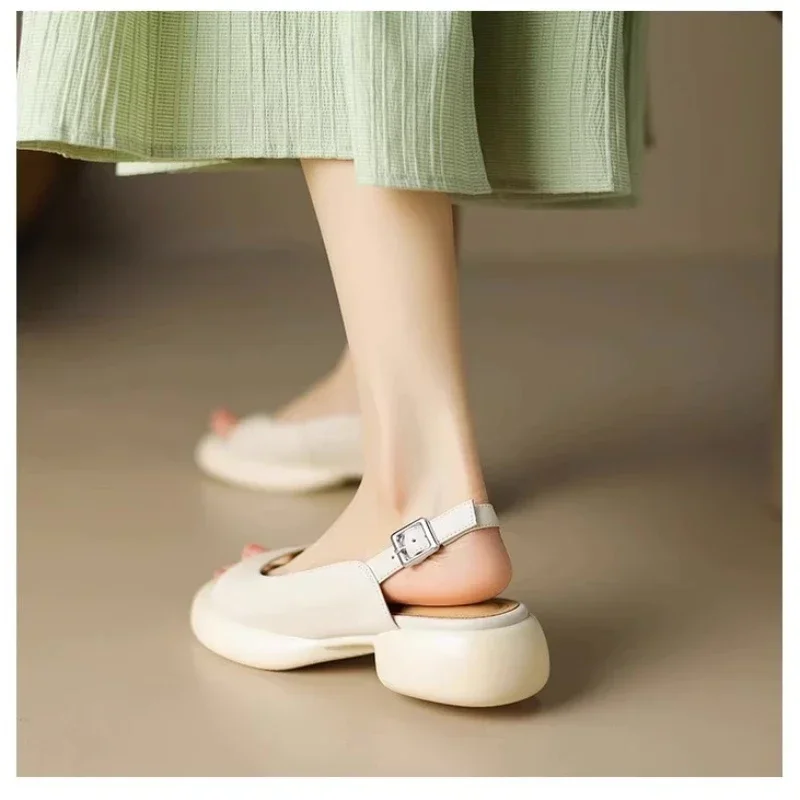 Women slingback sandals women flat shoes Women Sandals Summer Casual Round Toe Soft Slip On Slingback Anti Slippery