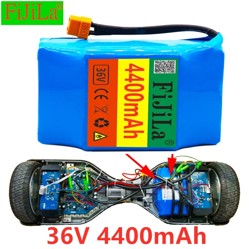 

100% New 10S2P 36v lithium-ion rechargeable battery 4400 mAh 4.4AH battery pack for electric self-suction hoverboard unicycle