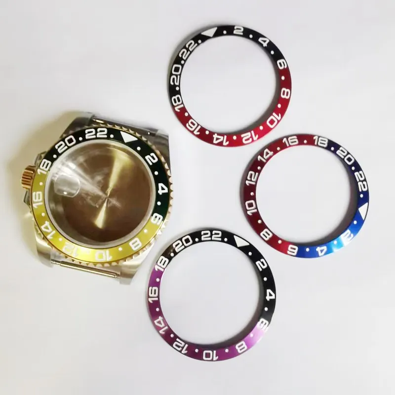 38Mm Alluminio Doppio Colore 24 Ore Orologio Lunetta Inserto Anello Adatto Per Rolex 40Mm Cassa Dell'Orologio Gmt 3135 Accessori