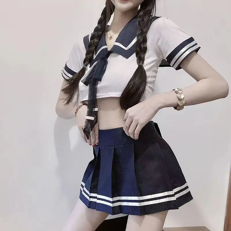 Women Cosplay Costume Cosplay Sexy Nightdress Role Play Costumes Student Uniform Anime School Girl Erotic Crotchless Lolita Underwear Dress Outfit