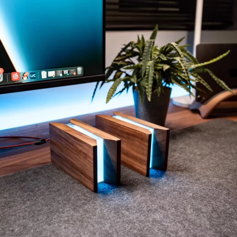 호두 RGB 높이 증가 브래킷 단단한 나무 디스플레이 스크린 스탠드 휴대용 노트북 테이블 스탠드 컴퓨터 Accesorios 장식