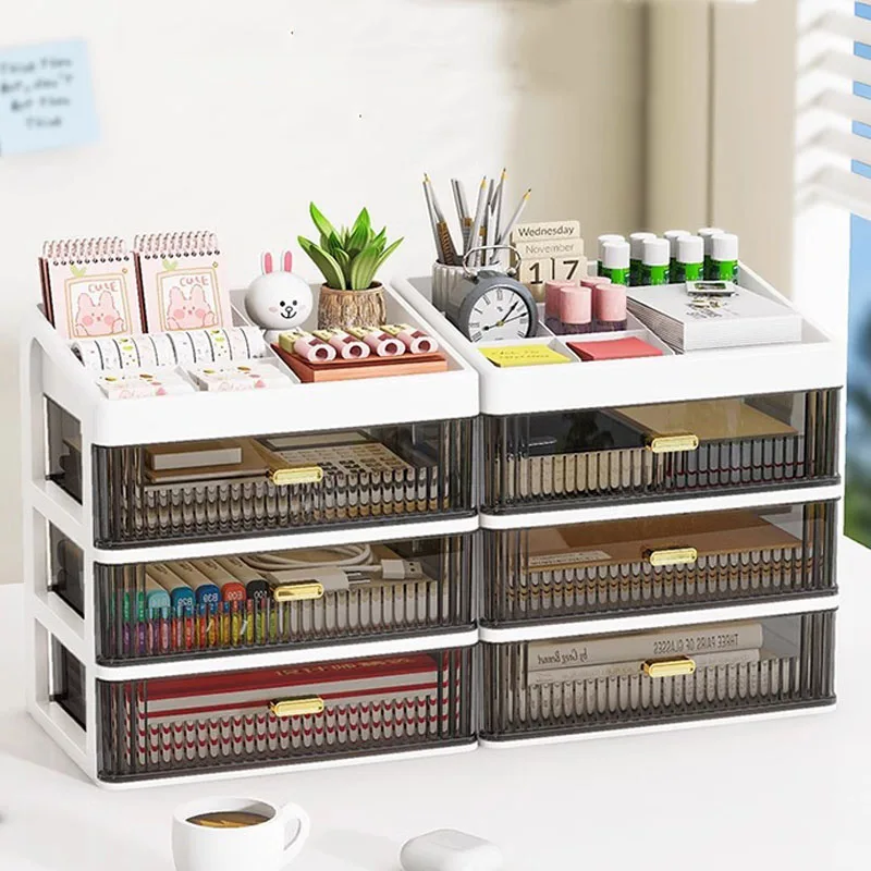 Drawer Storage Desk Organizer Stationery Transparent Office Supplies Organizers Accessories Box Plastic Organizing Boxes School desktop storage box stationery organizer stationery storage box