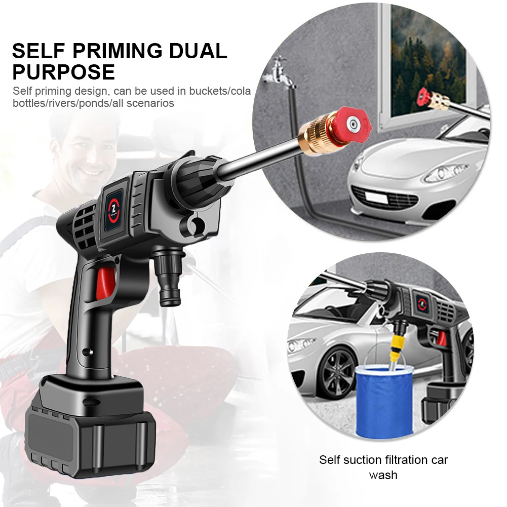 20000mAh Automobile Water Gun Cordless High Pressure Cleaner Washer Spray Water Gun Car Wash Pressure Water Cleaning Machine 물총 3