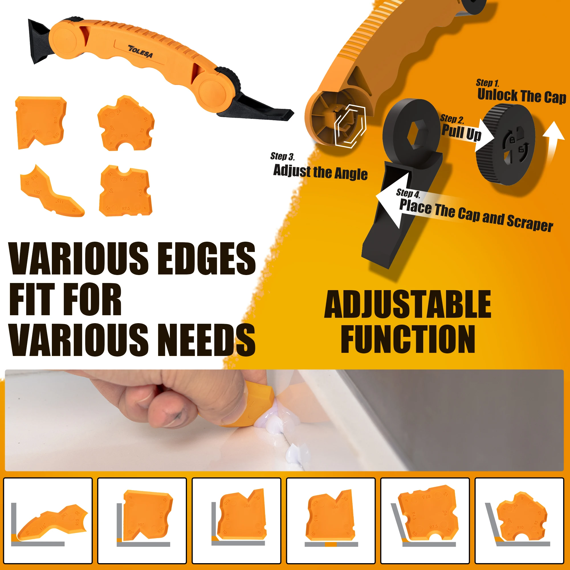 Caulking gun TOLESA kit comfortable grip high thrust ratio