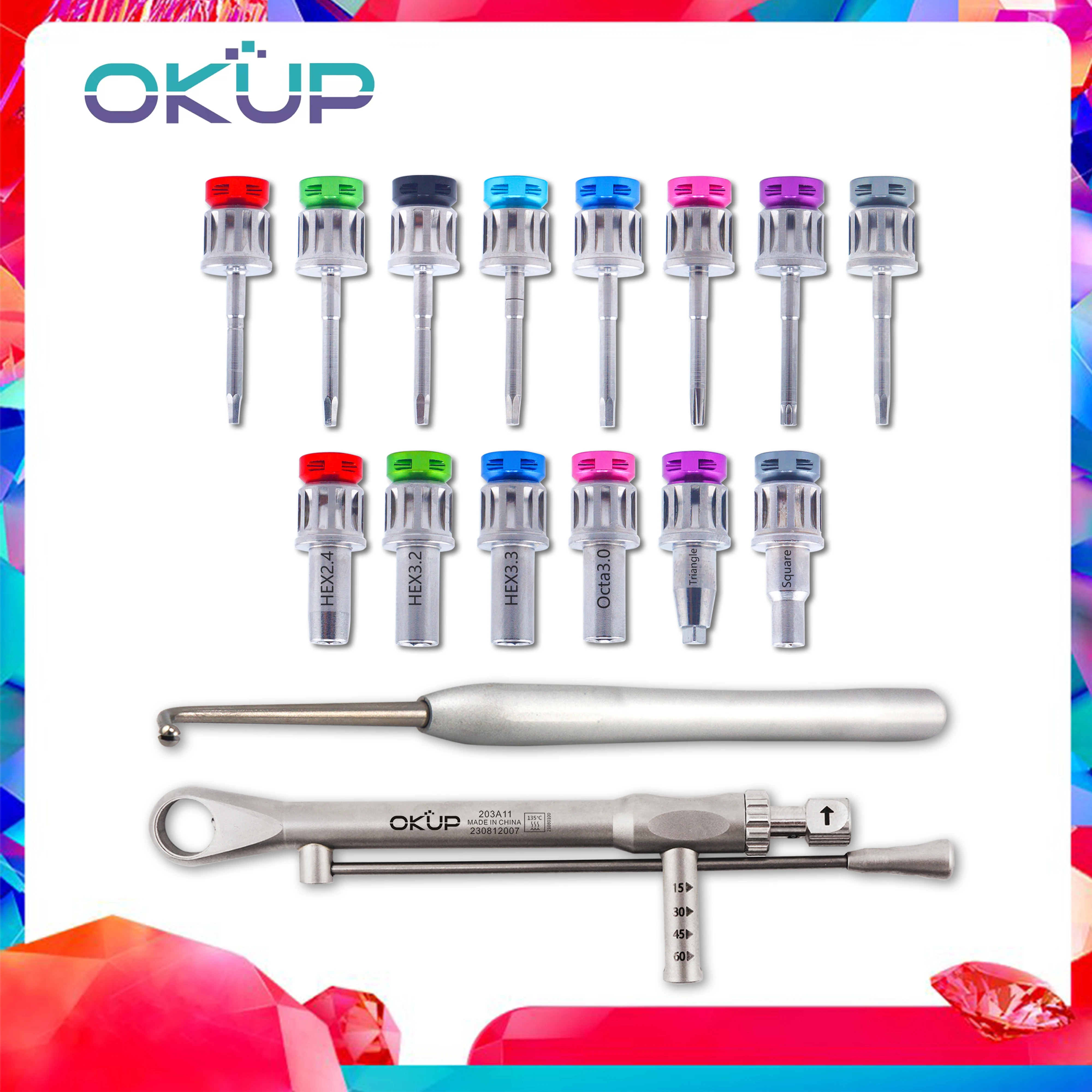 

New Dental Accessories Dentistry Implant Screwdrivers Stainless Steel Torque Prosthetic Wrench Lab Materials Restoration Tools