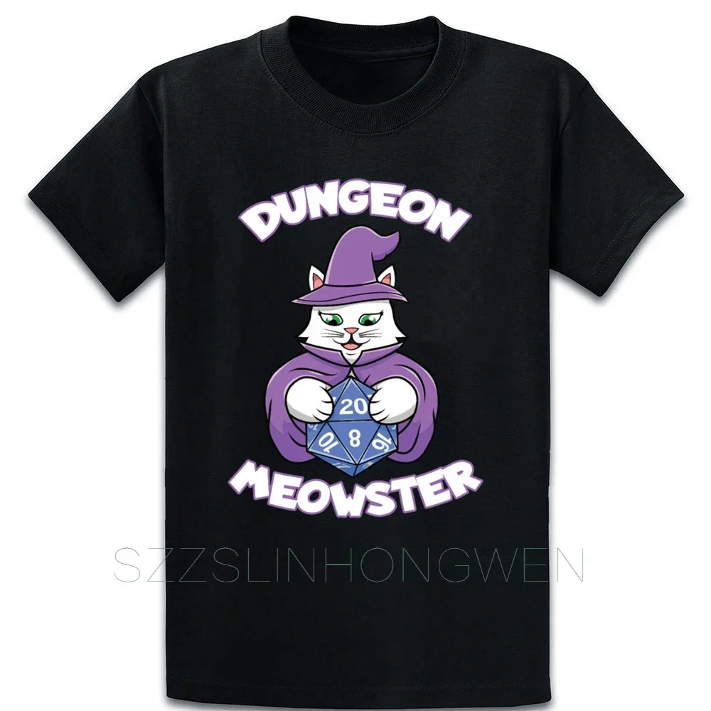 

Забавная настольная футболка Dungeon Meowster с рисунком волшебного кота D20, большие размеры, однотонная Весенняя Милая футболка с рисунком