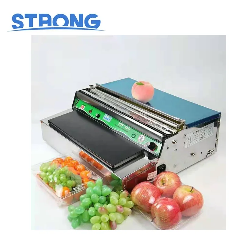 

small Food wrapping Pvc Cling film vegetable fruit packaging machine with/ Hand Wrapping Machine Film Wrapper for Food Fruit Tra