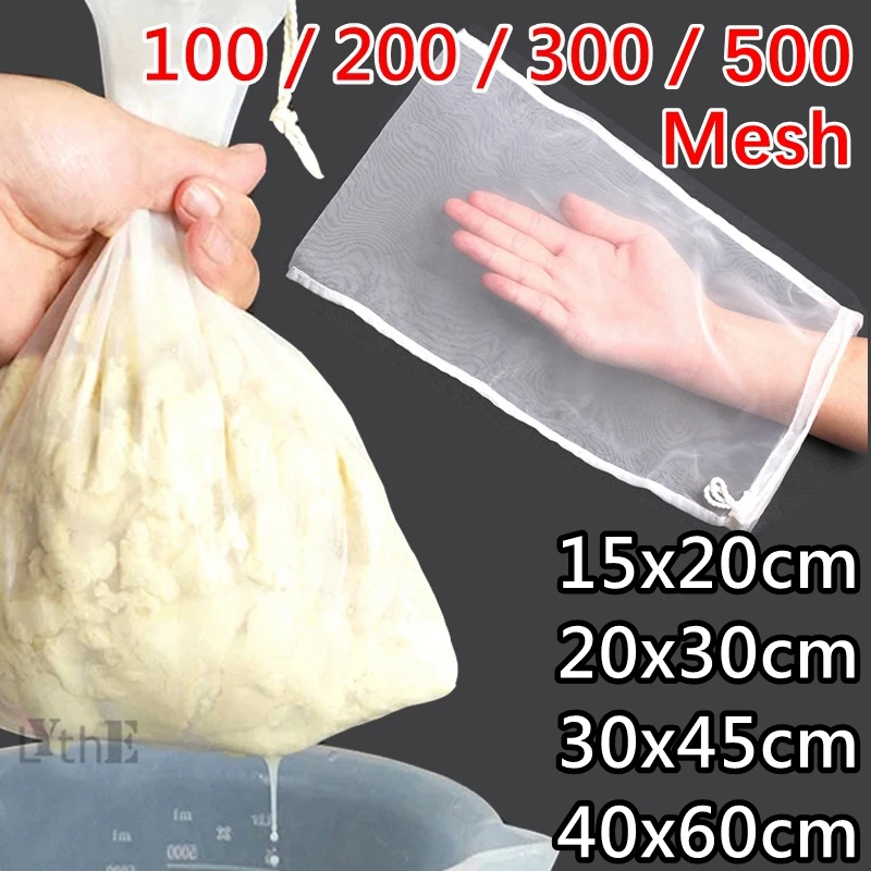 Escurridores 4pcs Colador Bolsa 200 Mesh Malla de Tela Nylon Cocina Escurridor Colador Utensilios Cocina Filtrar Vino Leche Vegetal Zumo Queso vemax.es